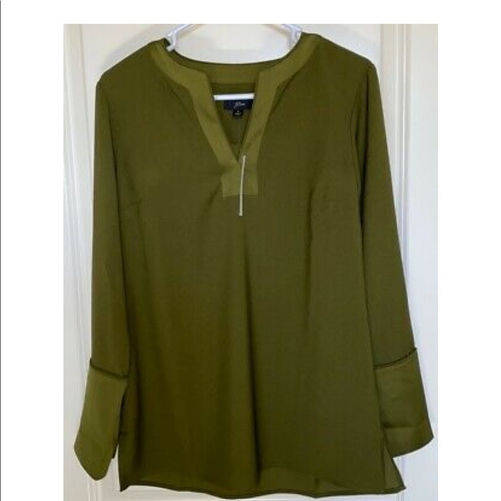 J Crew Tunic XSmall Navy‎ V Neck Satin Backed Crepe